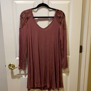 Pink lace shoulder dress